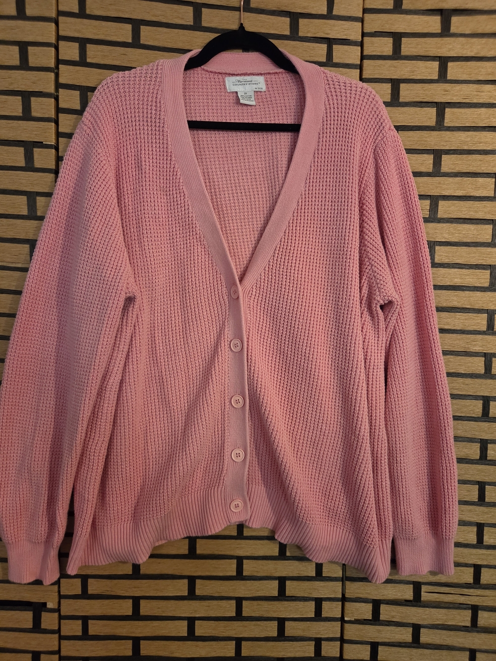 Vintage-Inspired Pink Button-Front Cardigan Sweater